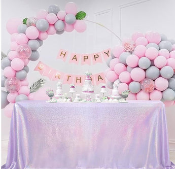 90” x 132” Lilac Shiny Stretch Tablecloth