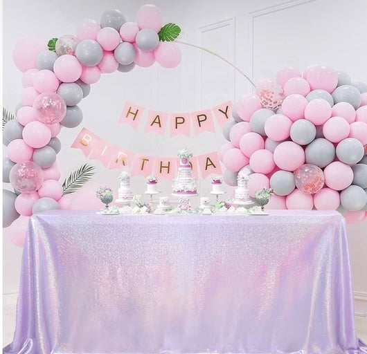 90” x 132” Lilac Shiny Stretch Tablecloth