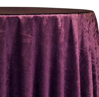 120” Round Eggplant Velvet Table Drape