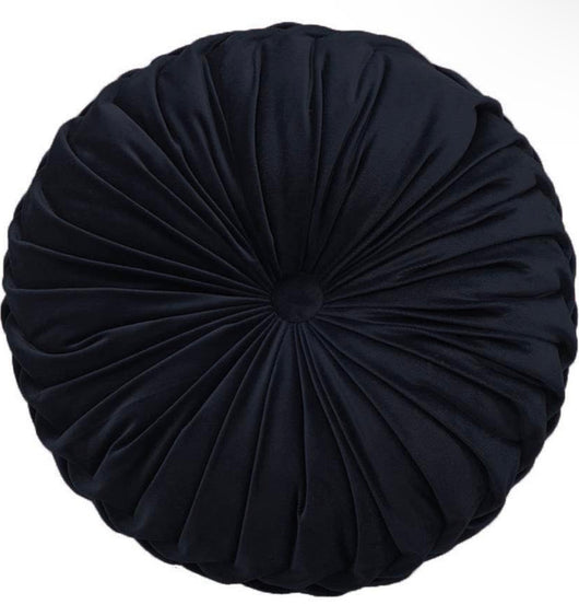 Round Black Pleated Pillow