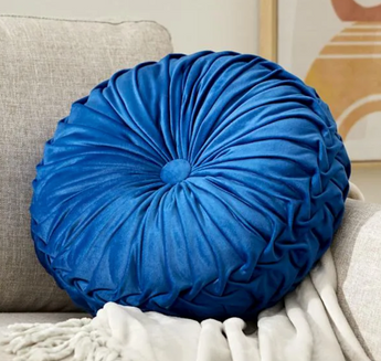Round Velvet Navy Accent Pillow