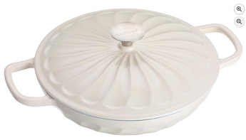 White Cast Iron Braiser Pan with Lid