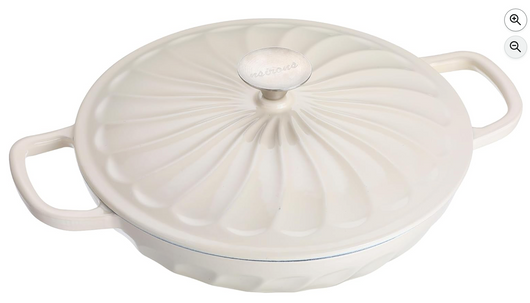 White Cast Iron Braiser Pan with Lid