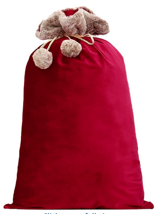 Red Velvet Pom Pom Tie Santa Bag
