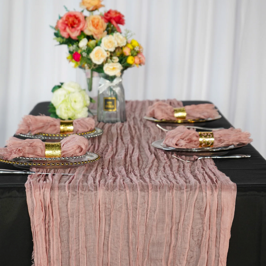 16' Dusty Rose Mauve Cheesecloth Table Runner
