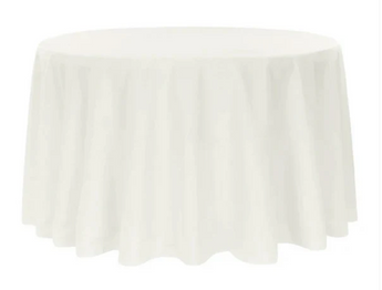 120” Round Off White Poly Table Drape