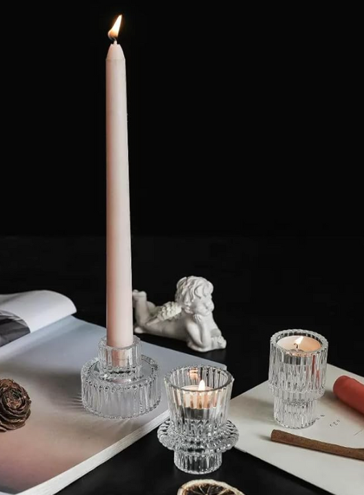 Assorted Reversible Clear Taper Candle Holder