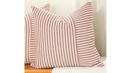 Red & White Stripe Throw Pillow
