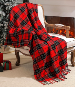 Red Plaid Throw Blanket