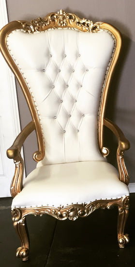 Gold & White Throne Chair