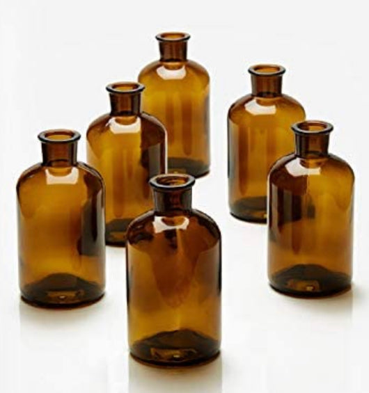 Amber Medicine Bottle Bud Vase