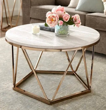 Faux Stone Geometric Coffee Table