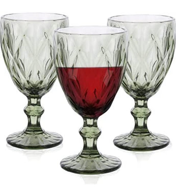 10 Oz. Green Embossed Goblet