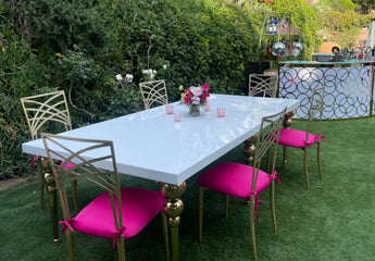 White Dining Table With Gold Legs