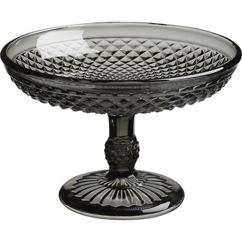 Addy Smoke Glass Dessert Pedestal Bowl