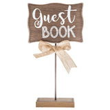 Wood Burlap “Guest Book” Sign
