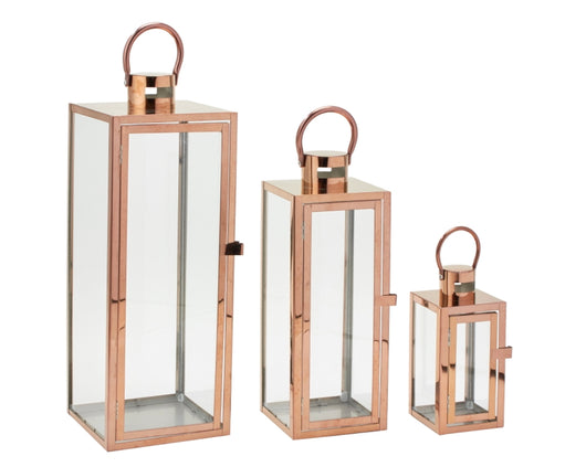 Rose Gold 3 Piece Lantern Set