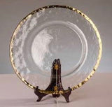 13” Glass Hammered Gold Rimmed Charger Plate