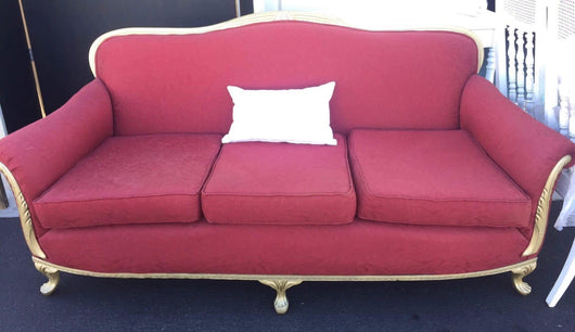 Burgundy & Gold Vintage Sofa