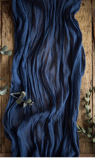 70 Inch Navy Blue Gauze Table Runner