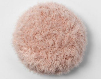 Round Pink Shag Pillow