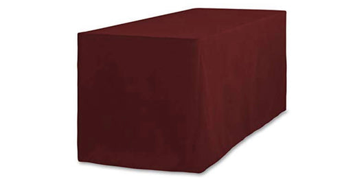 4’ Fitted Burgundy Polyester Table Drape