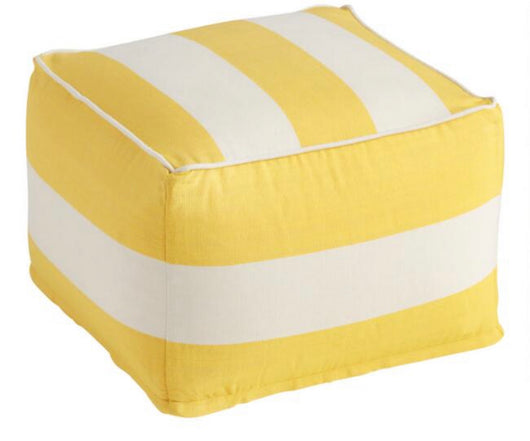 Yellow & White Striped Pouf