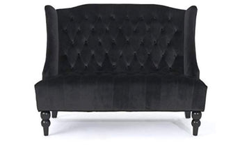 Black Tufted Wing Back Velvet Love Seat