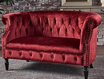 Burgundy Velvet Love Seat