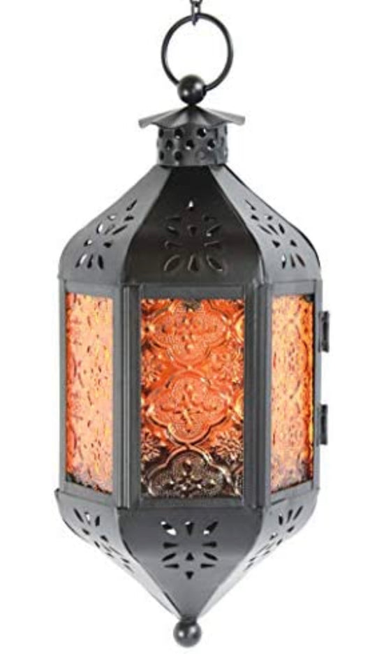 Small Orange Amber Morrocan Lantern