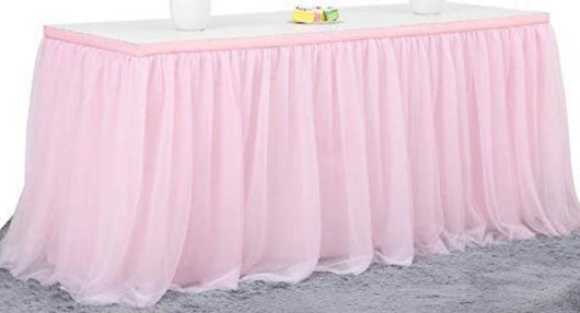 9’ Pink Tulle Table Skirt