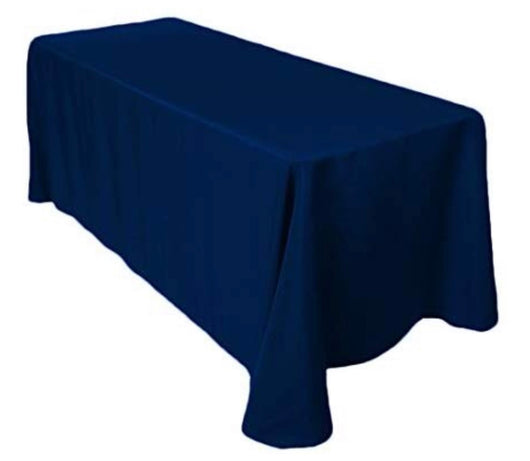 90” x 156” Navy Blue Poly Table Drape