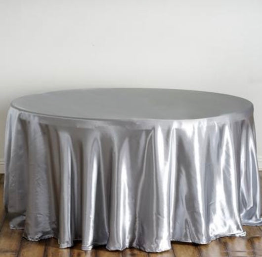 120” Silver Satin Table Drape
