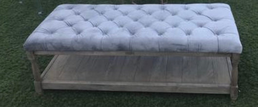 Gray Tufted Bench