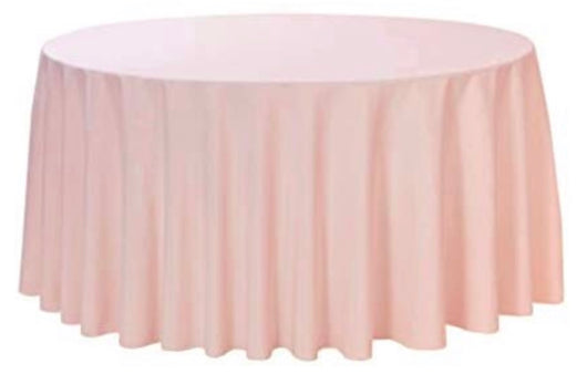 108” Blush Round Poly Table Drape