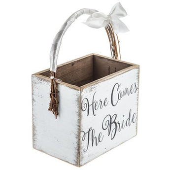 “Here comes the bride” flower girl basket
