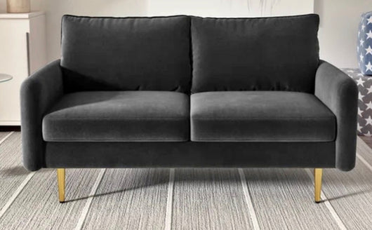 Black Modern Love Seat With Gold Legs