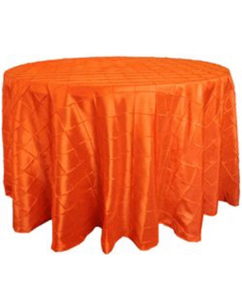 120” Orange Pintuck Round Table Drape