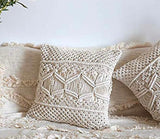 17” x 17” Ivory Macrame Knit Throw Pillow
