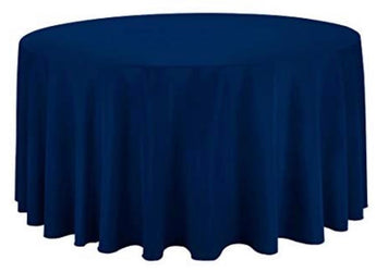 120” Round Navy Polyester Table Drape