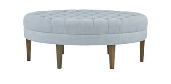 Dusty Blue Tufted Ottoman