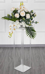 32" Clear Acrylic Floor Vase Flower Stand With Mirror Base
