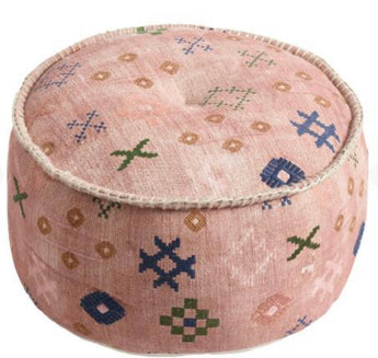 Blush Abstract Symbols Pouf