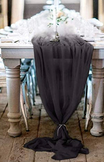 Black Chiffon Table Runner