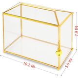 10" Gold Glass Card Box With Slot & Lock
