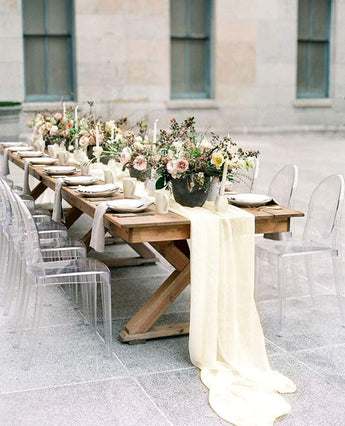 Ivory Chiffon Table Runner