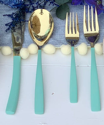 Turquoise & Gold Flatware Collection