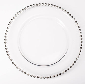 Silver Glass Beaded Charger Plate