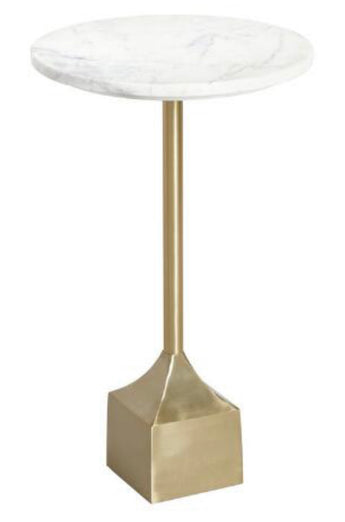 Round White Marble And Gold Metal Norah Accent Table