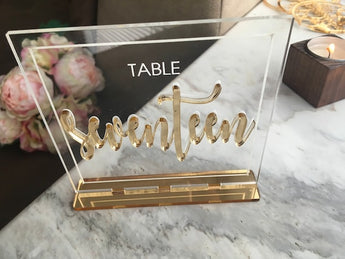 Square Gold Acrylic Table Numbers 1-12